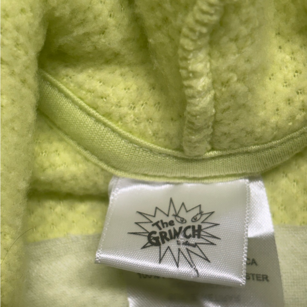 Kids Fuzzy Grinch Yellow Hoodie  Size 5 NWT - Picture 4 of 4